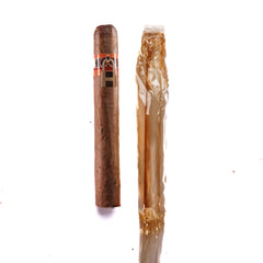Cigar and its packaging on a white background