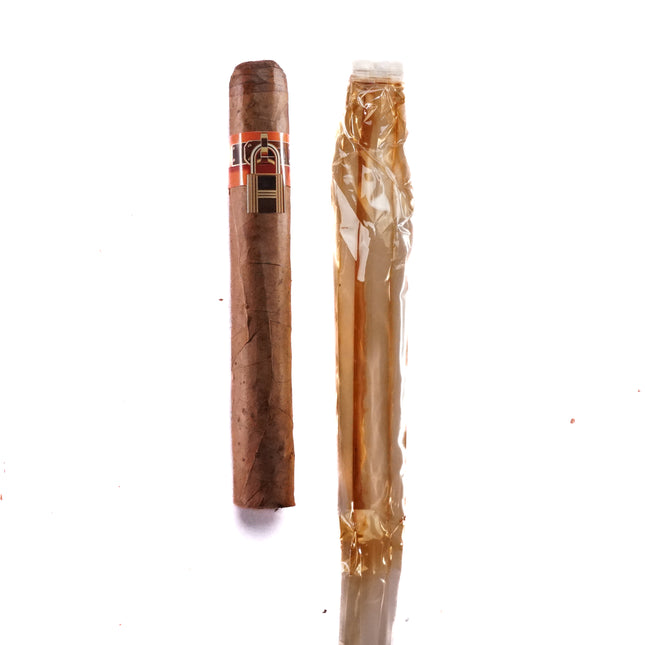 Cigar and its packaging on a white background