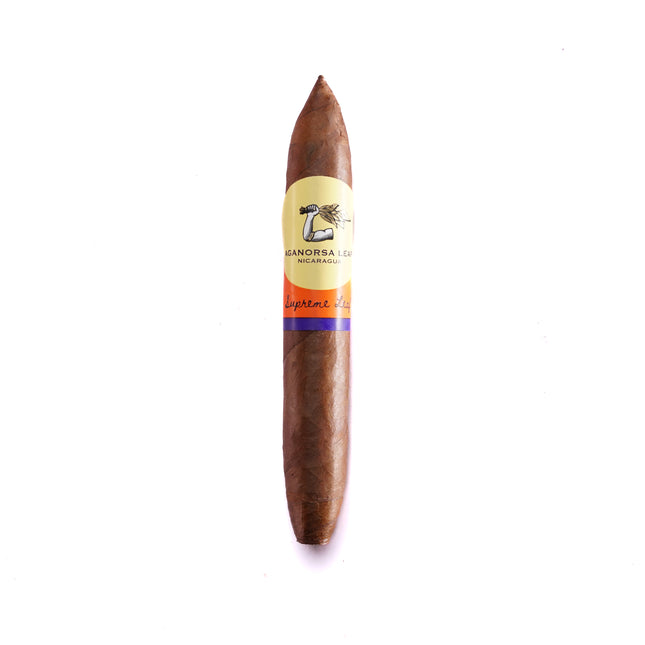 Cigar with a label on a white background