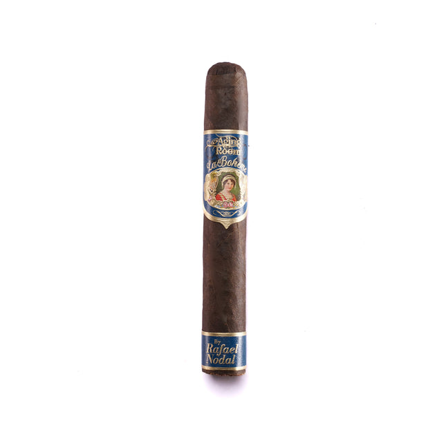 Cigar with a label on a white background