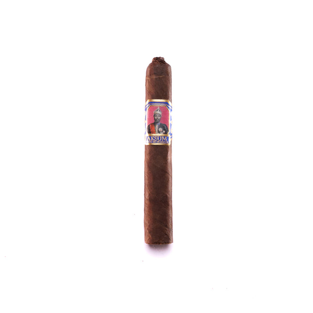 Cigar with a label on a white background