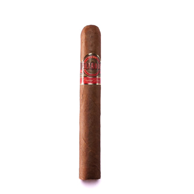 Cigar with a red label on a white background