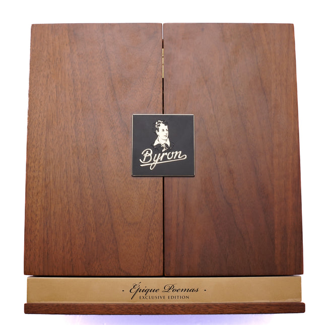 Wooden box with a Byron logo on a white background