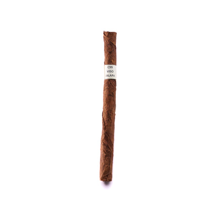 Cigar with a label on a white background