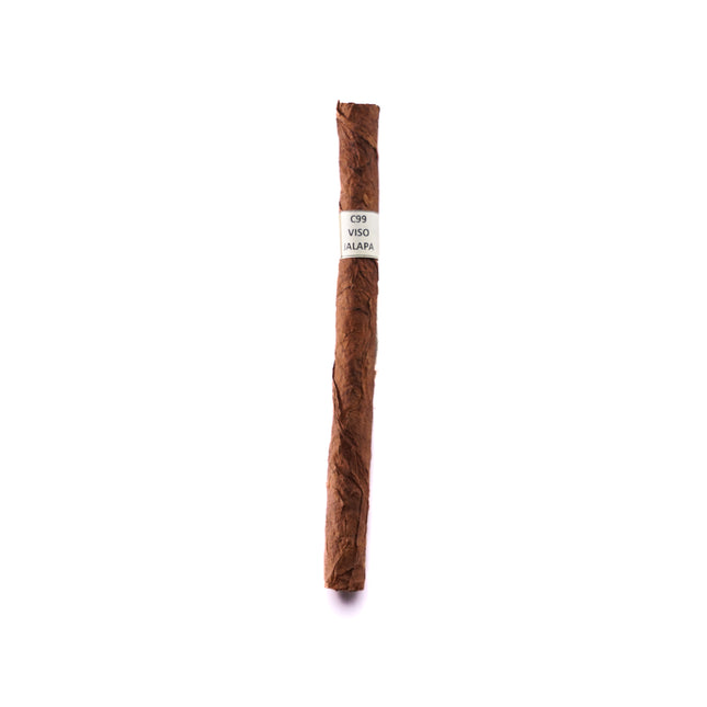 Cigar with a label on a white background