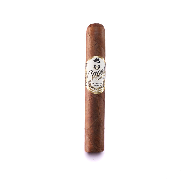 Cigar with a label on a white background