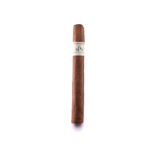 Cigar with a label on a white background