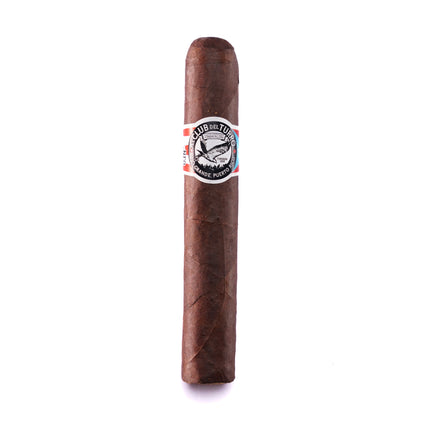 Cigar with a label on a white background
