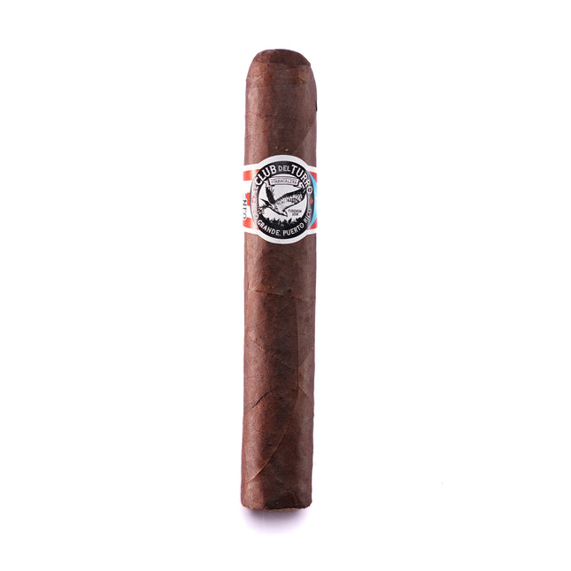 Cigar with a label on a white background