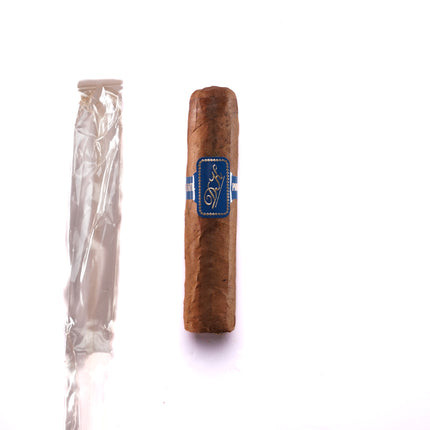 Cigar and a wrapped cigar on a white background