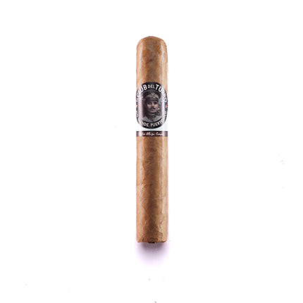 Cigar with a label on a white background