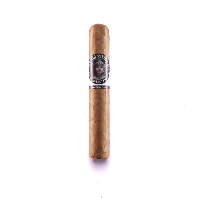 Cigar with a label on a white background