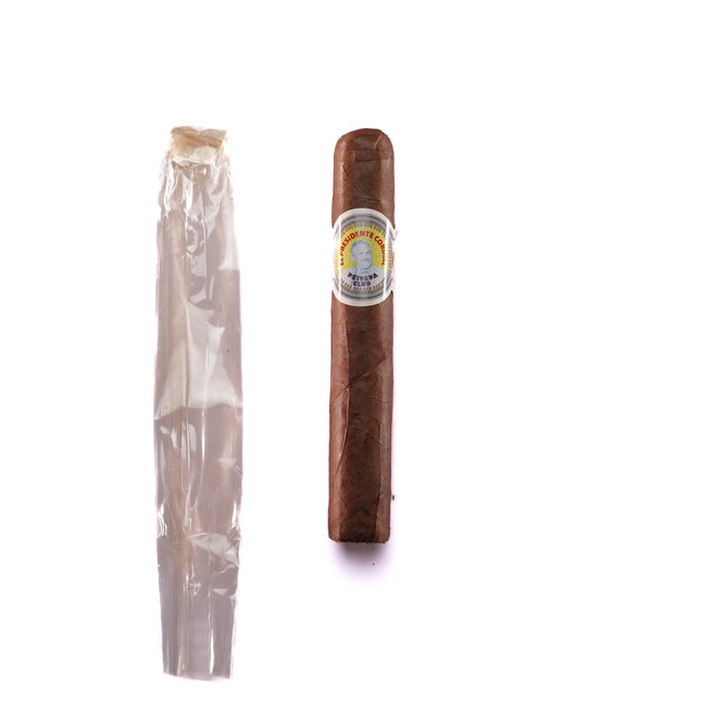 Cigar and its packaging on a white background