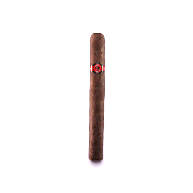 Cigar with a red band on a white background