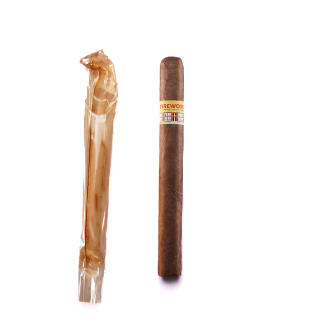 Cigar and a glass pipe on a white background