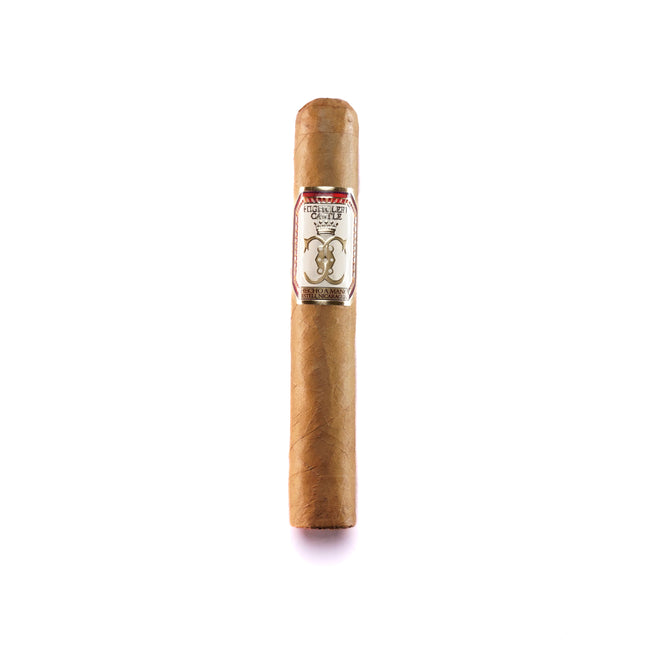 Cigar with a label on a white background