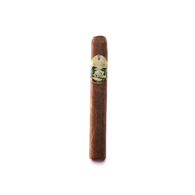 Cigar with a band on a white background