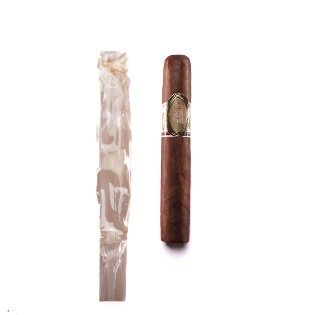 Cigar and a piece of paper on a white background