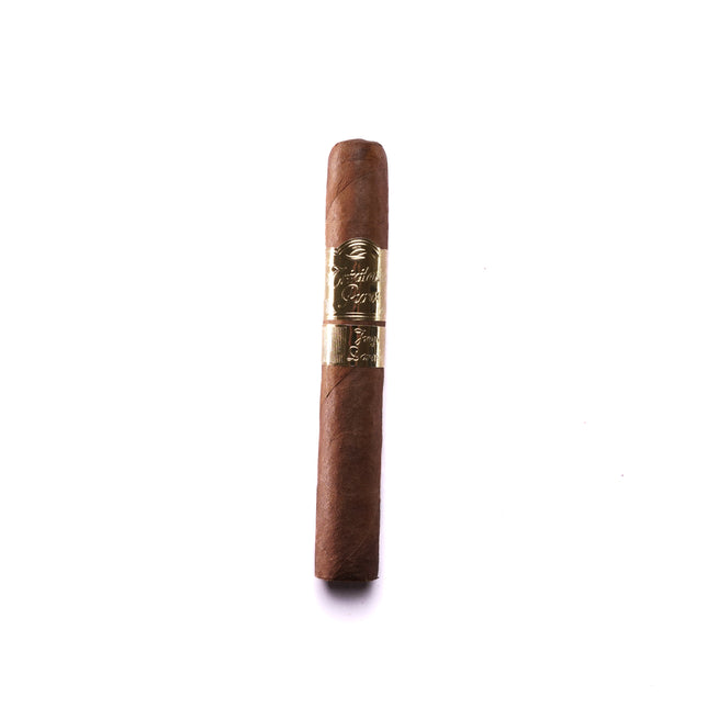 Cigar with a gold band on a white background