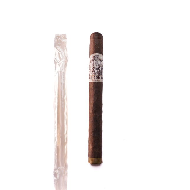 Cigar and a lit cigarette on a white background