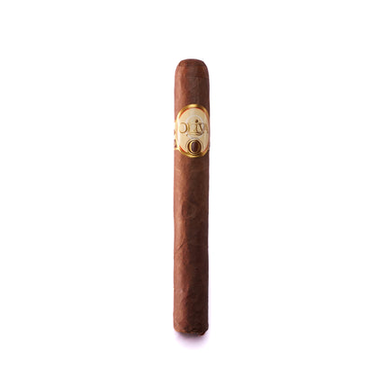 Cigar with a gold band on a white background