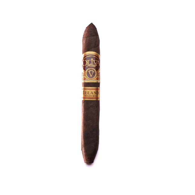 Cigar with a visible label on a white background
