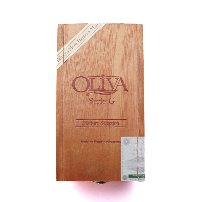 Wooden box with 'Oliva' branding on a white background