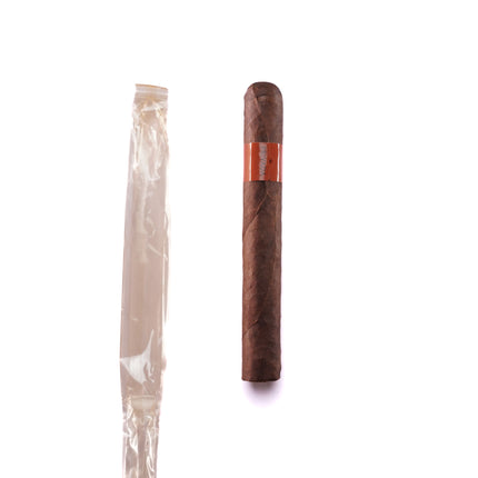 Cigar and a plastic-wrapped cigar on a white background