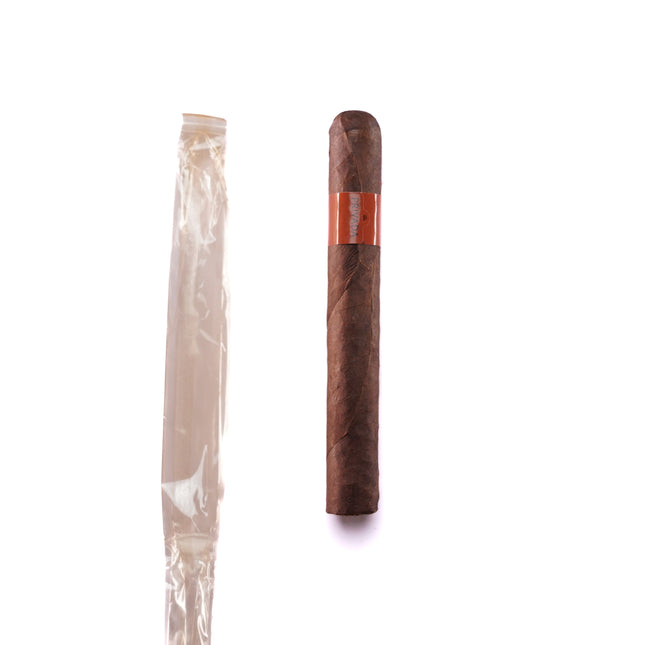 Cigar and a plastic-wrapped cigar on a white background