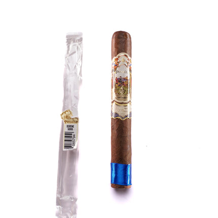 Cigar and its packaging on a white background
