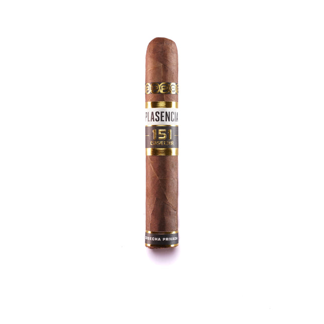 Cigar with a label on a white background