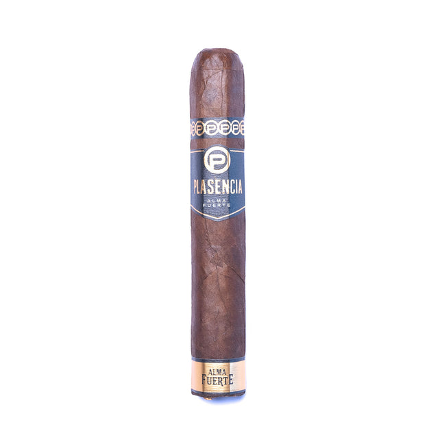 Cigar with a blue label on a white background