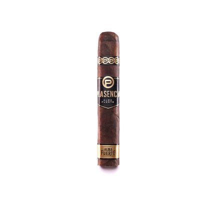 Cigar with a brand label on a white background