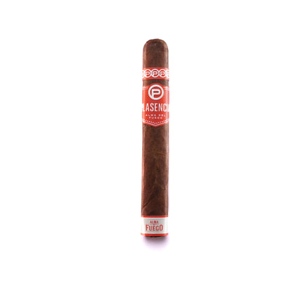 Cigar with a red label on a white background