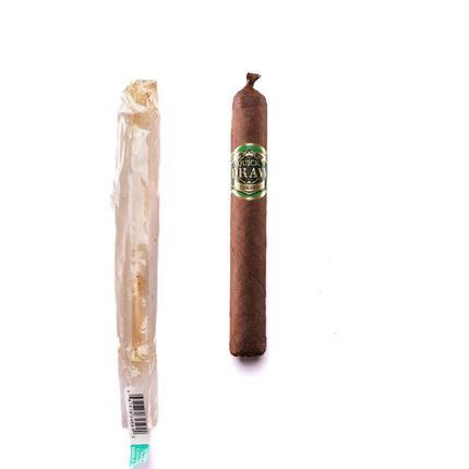 Cigar and its packaging on a white background
