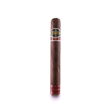 Cigar with a brand label on a white background