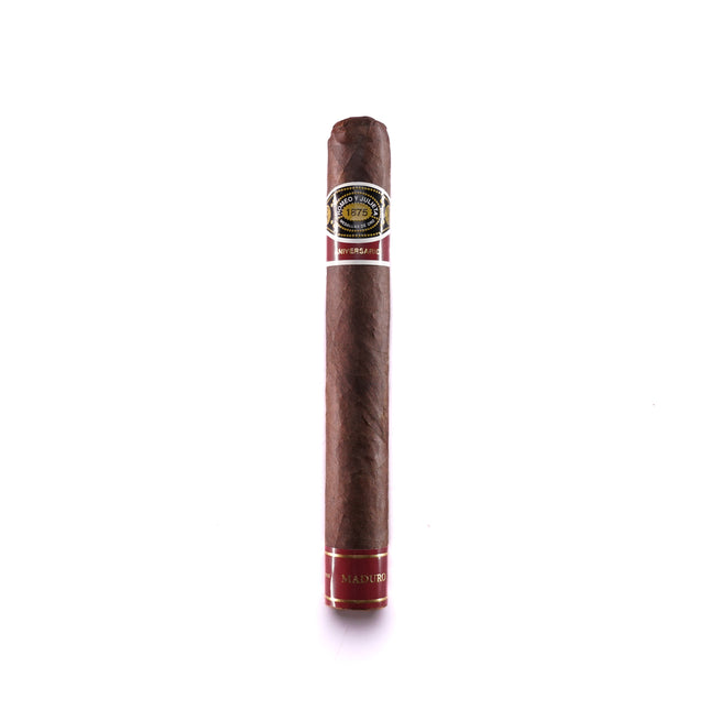 Cigar with a brand label on a white background