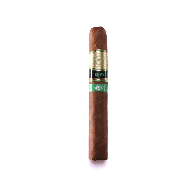 Cigar with a visible label on a white background