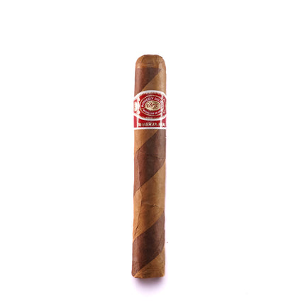 Cigar with a brand label on a white background