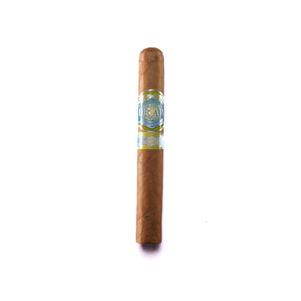 Cigar with a blue band on a white background