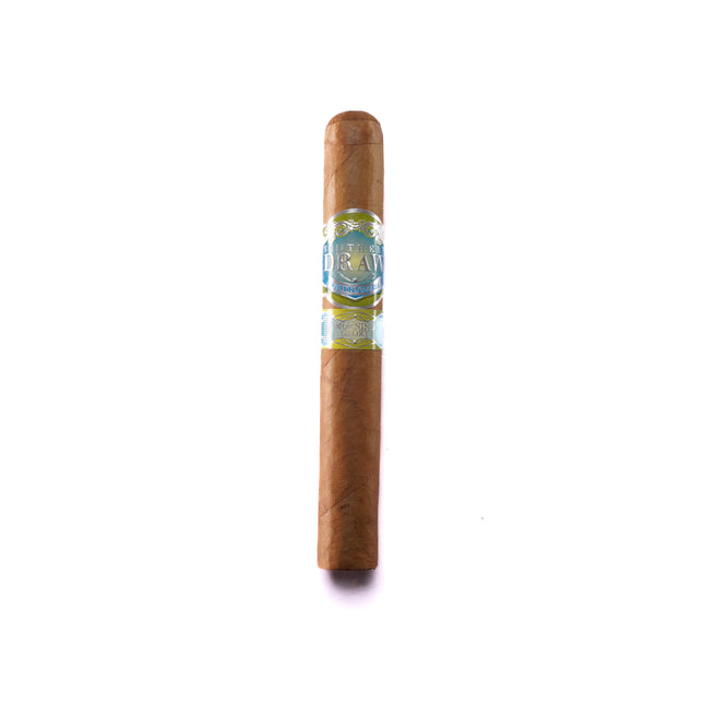 Cigar with a blue band on a white background