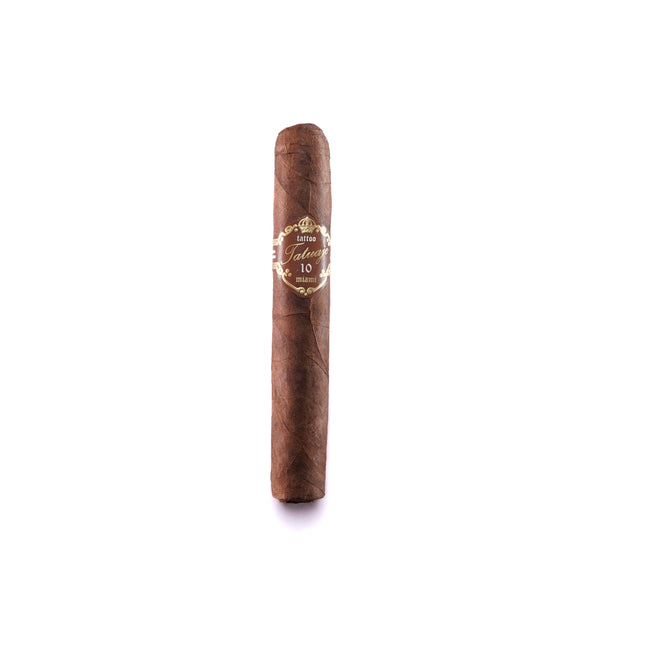 Cigar with a visible label on a white background