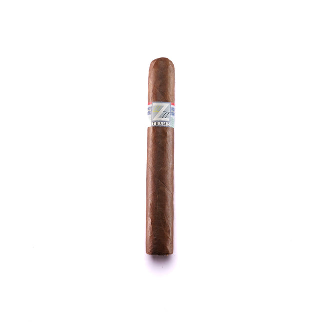 Cigar with a label on a white background