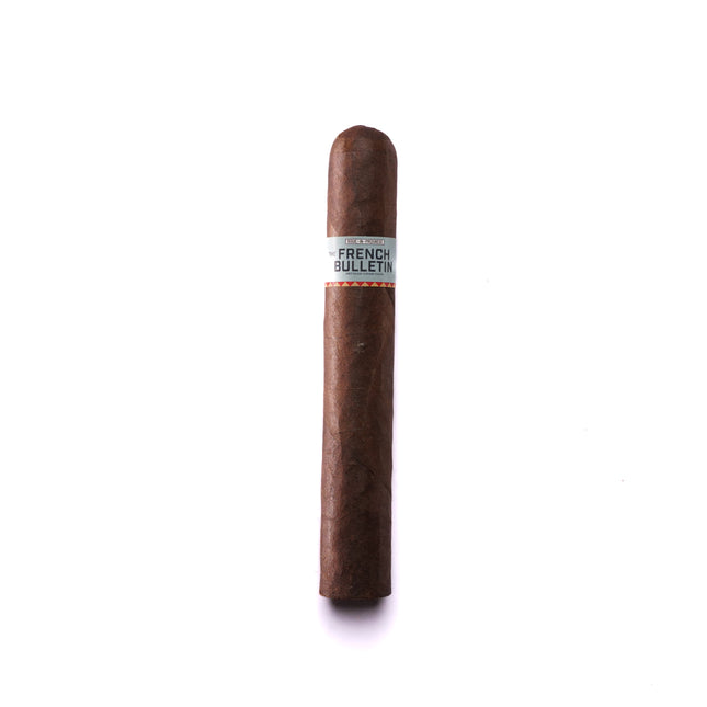 Cigar with a label on a white background