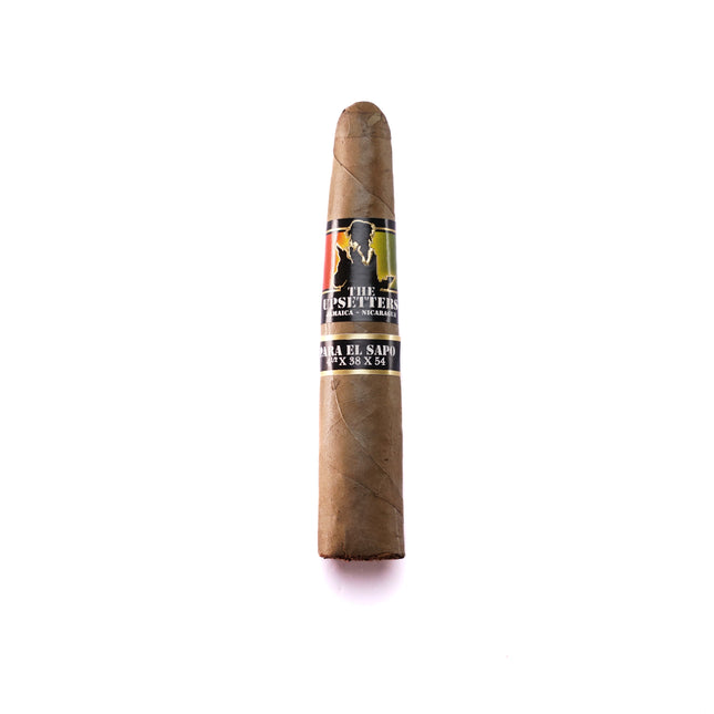 Cigar with a label on a white background
