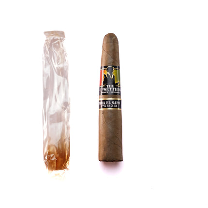 Cigar and its packaging on a white background