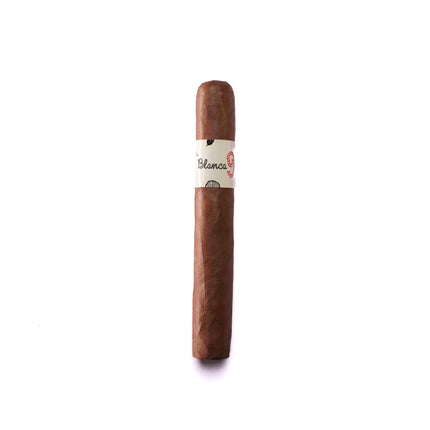 Cigar with a visible label on a white background