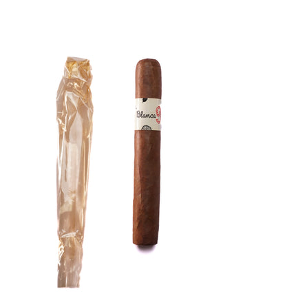 Cigar and its packaging on a white background