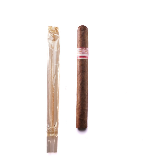 Cigar and a wrapped cigar on a white background