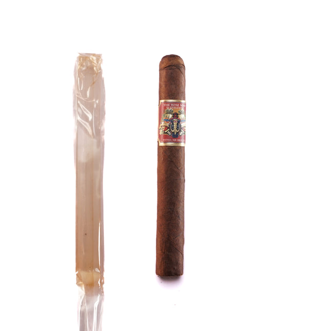 cigar with label and celo on white background